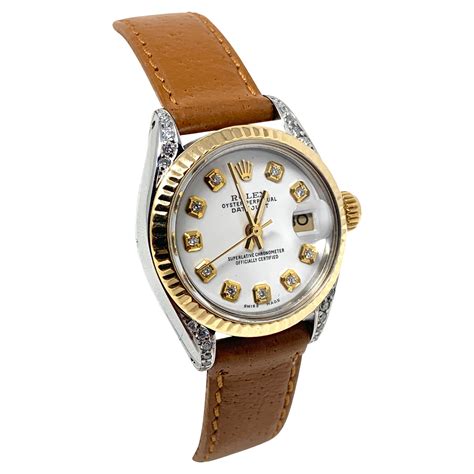 +rolex +with +leather +band|rolex leather band women's watch.